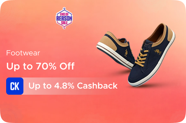 Myntra:Up to 70% Off on Footwear + Up to 4.8% Cashback